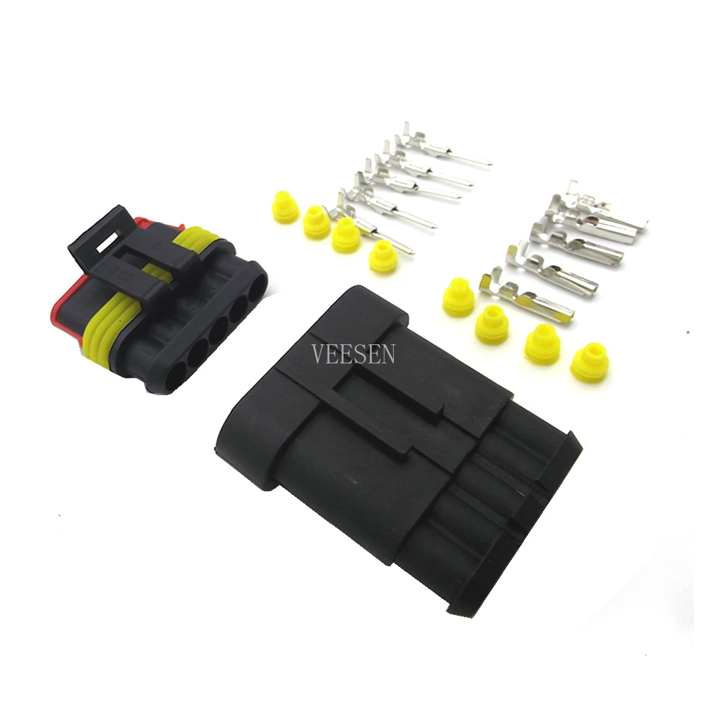 10 комплектов 5Pin AMP Водонепроницаемый Электрический быстроразъемный