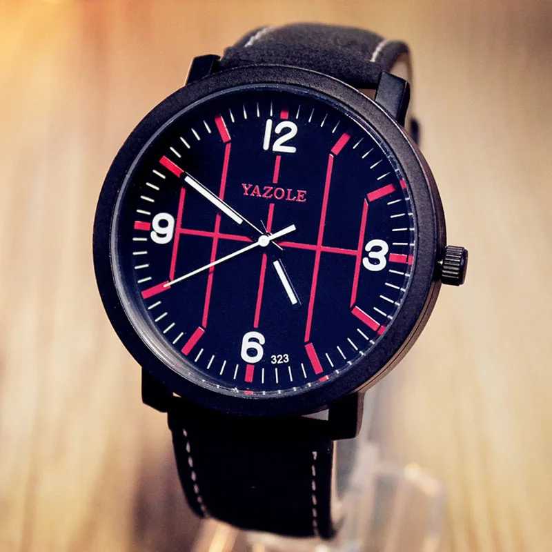 YAZOLE модные мужские часы спортивные локомотив Молодежные кожаный ремешок