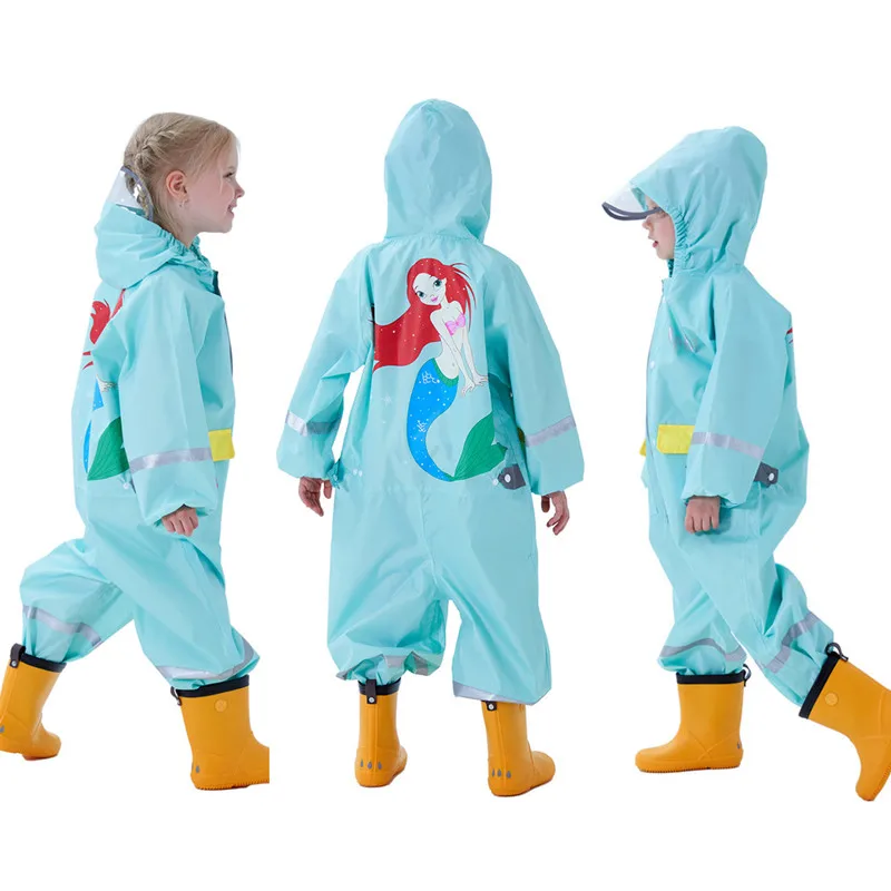 

80-130cm Boys Girls Raincoat For Children Waterproof Rain Coat Jumpsuit Students Raingear Kids Poncho Outdoor Playing Suit