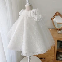 white flower girl party pageant princess wedding dress puff sleeve lace baptism dress girl first communion dresses 1st birthday
