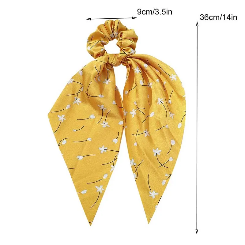 Винтажная шелковая эластичная резинка для волос с цветочным принтом женщин шарф