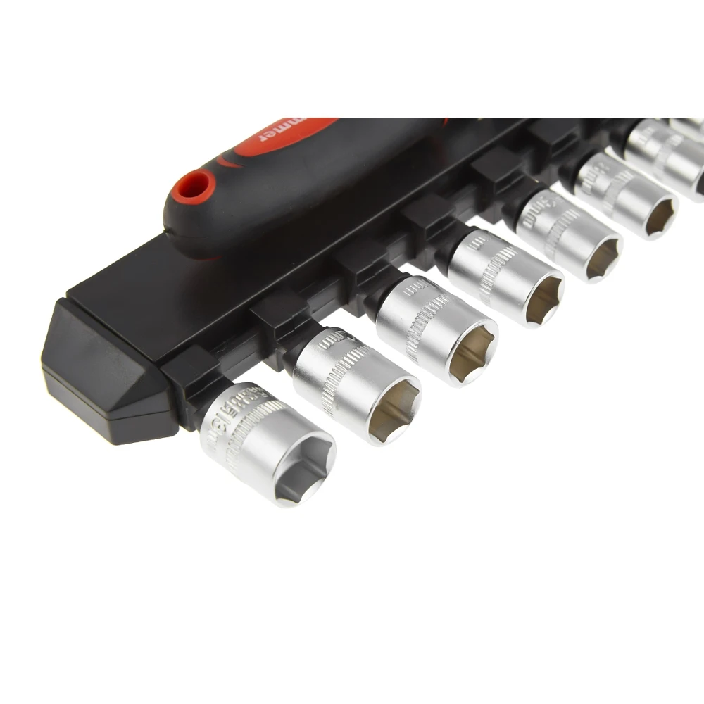 Набор головок с трещоткой Hammer Flex 601 055 1/4&quot 11шт. 5 5.5 6 7 8 9 10 11 12 13mm|Наборы ручных