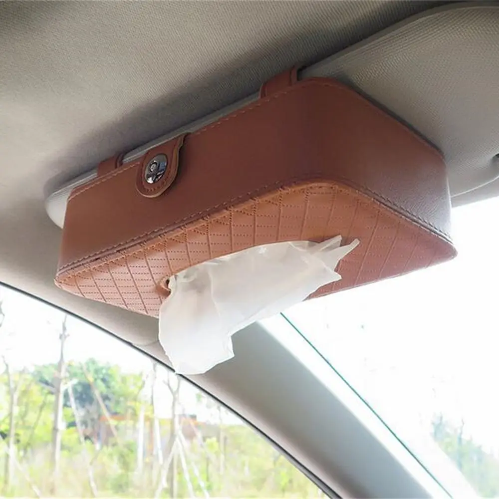 

Car Sun Visor Seat Back Leather Tissue Box Auto Accessories Holder Creative Removable Paper Napkin Box Organizer For Car