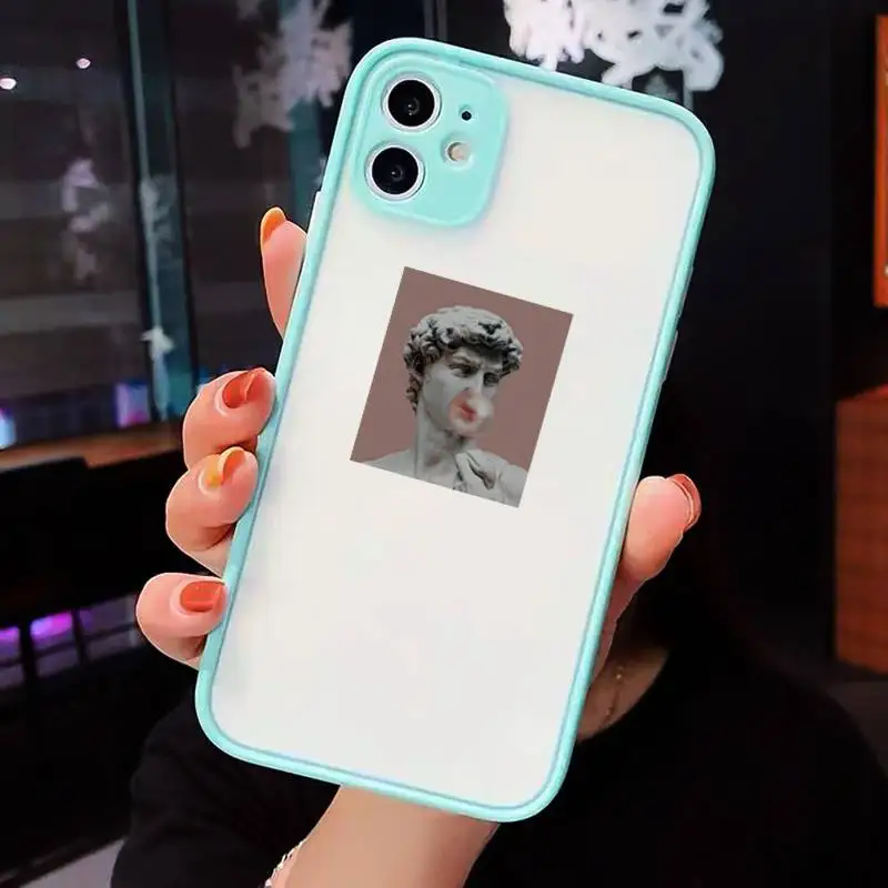 

Abstract Art Statue David Phone Cases Matte Transparent for iPhone 7 8 11 12 s mini pro X XS XR MAX Plus cover funda