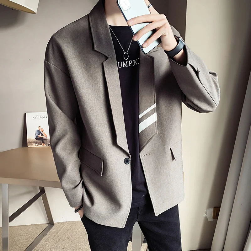 

New Blazers Men Brand Jacket Korean Fashion Loose Casual Coats Handsome Masculino Business Jackets Suits Solid Men's Blazers