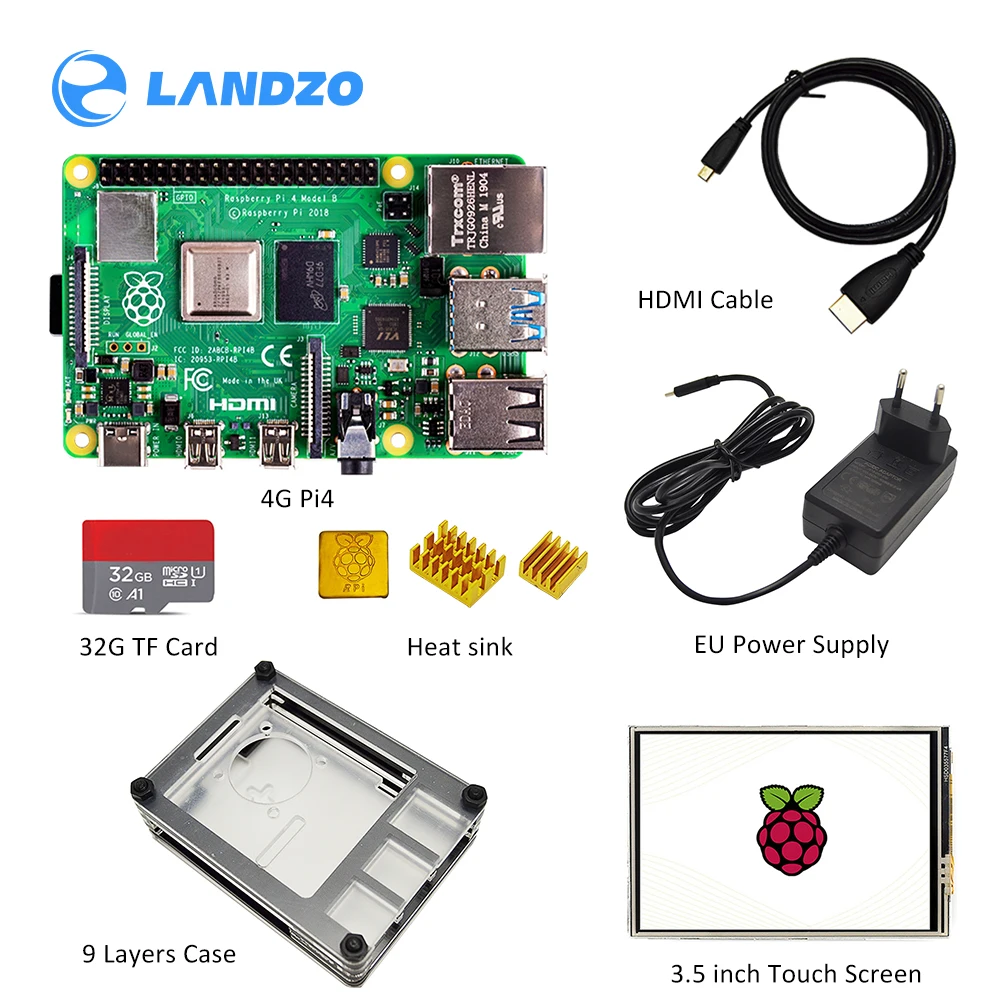 Raspberry pi 4 Гб комплект с дисплеем raspberry Pi Модель B PI 4B + 3 5 дюйма экран теплоотвод