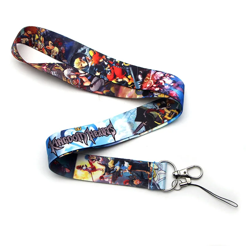 

FD0326 Kingdom Hearts Lanyard Keychain Rope Mobile Phone Neckband Lanyard Key ID Card USB Badge Clip DIY Lasso Lanyard