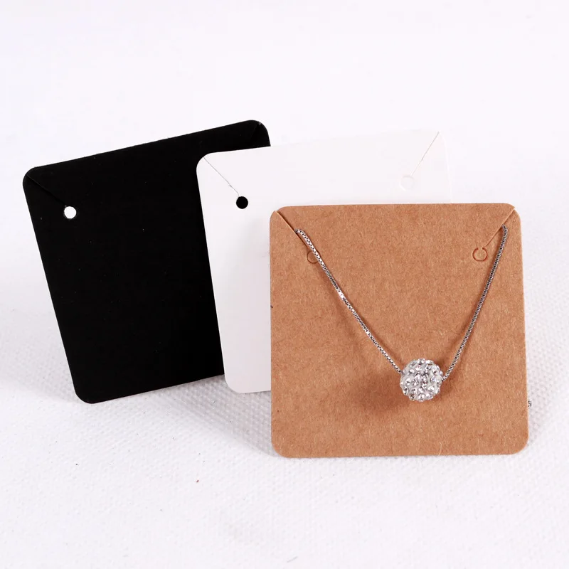 

50pcs 5x5cm Necklace Cards Packaging Necklace Display Card Holder Cardboard Blank Kraft Paper Tags for DIY Jewelry Display Card