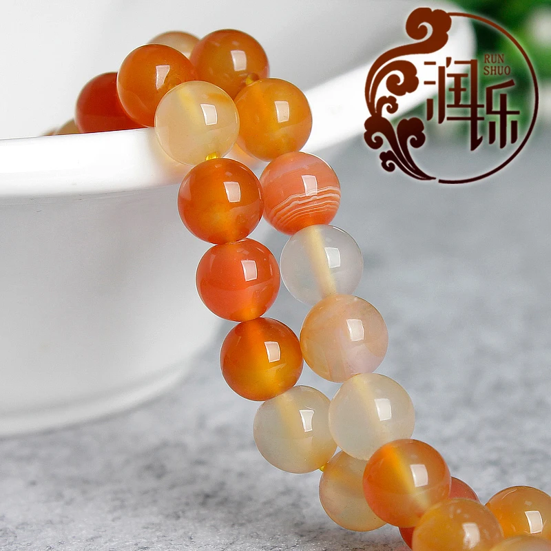 Гладкая оранжево-красный агат оникс натуральный камень круглые бусины DIY для