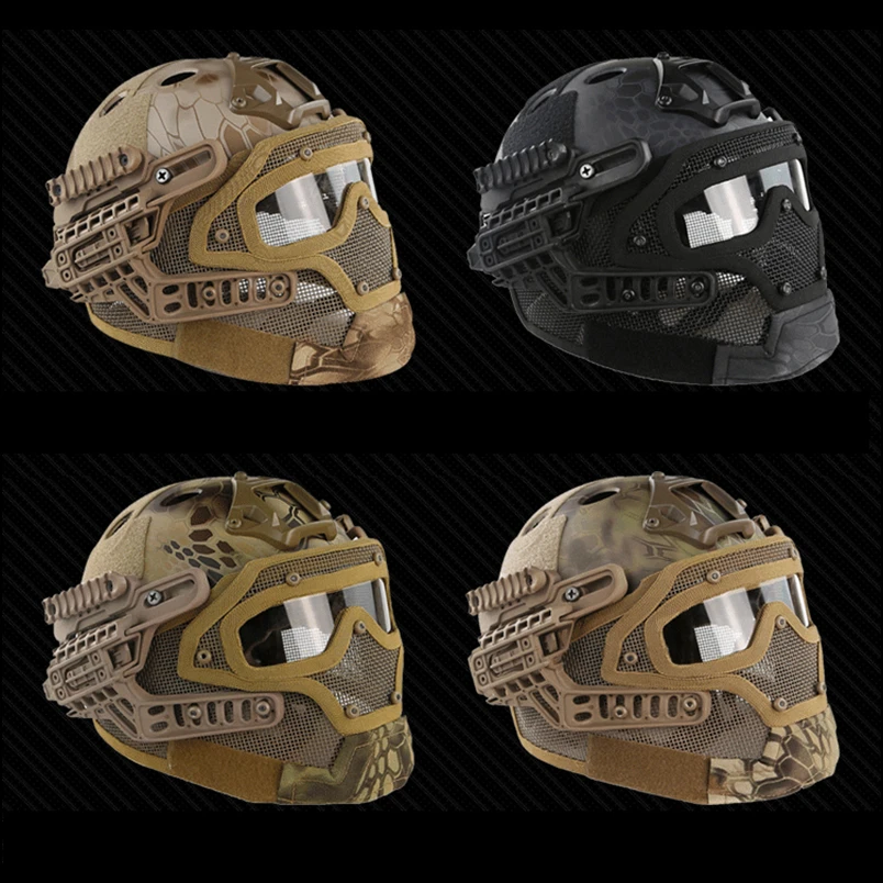 

Tactical Helmet Outdoor Airsoft Paintball Full Face Cover CS War Game Head Protector Milirary Army Mask Helmets