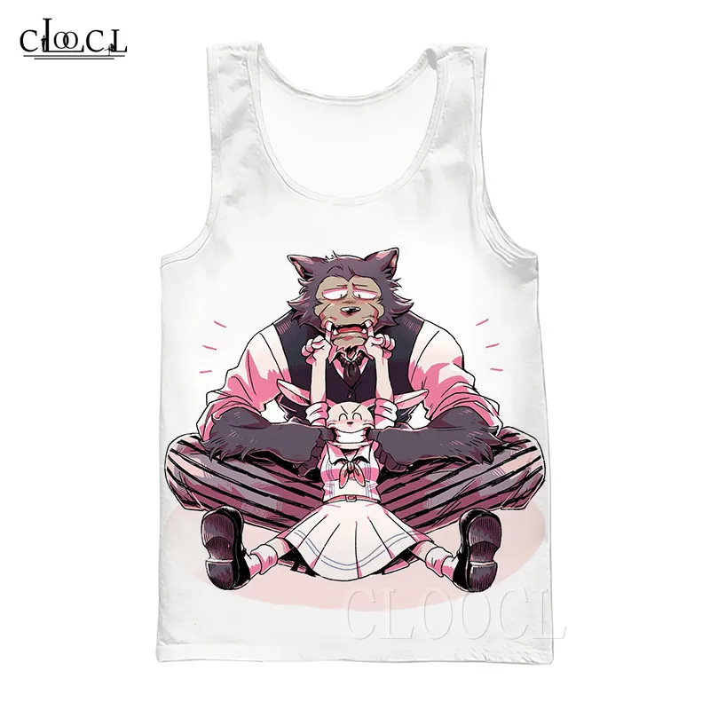 Мужские/женские мужские майки в стиле Харадзюку черные и белые аниме BEASTARS