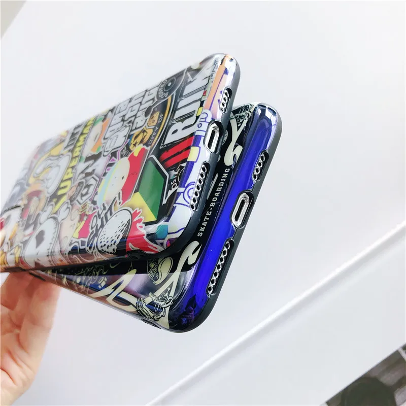 IUENUA чехол для iPhone 11 роскошный Blu-Ray граффити узор комбинезон Pro Max XS X XR 6 6S 7 8 Plus