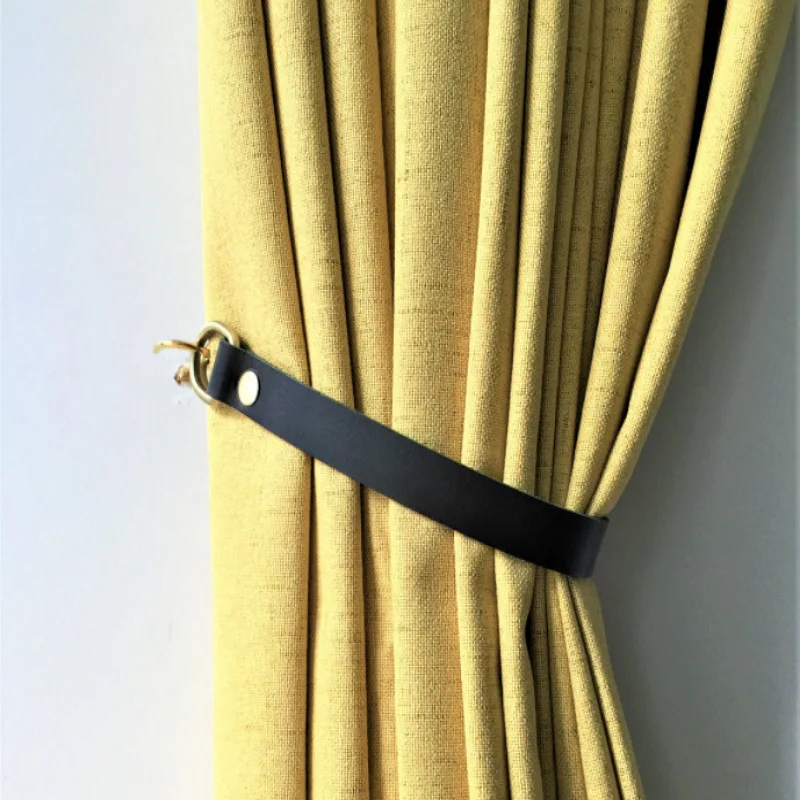 

2pcs Curtain Holdback Rope Wall Mounted Leather Tie Backs Hooks Hanger Holder Drawer Handle Curtain Decoration Accessories