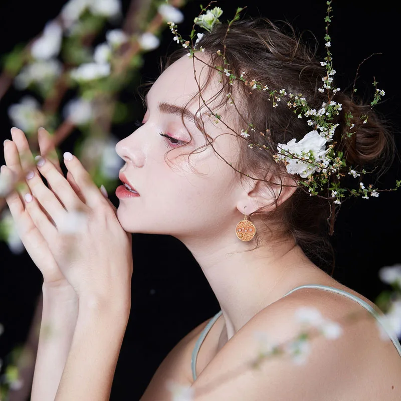 

Shineland 2020 New Boho Simulated Pearl Drop Dangle Earrings for Women Leaves Enamel Bohemian Fashion Jewelry Wedding Gift