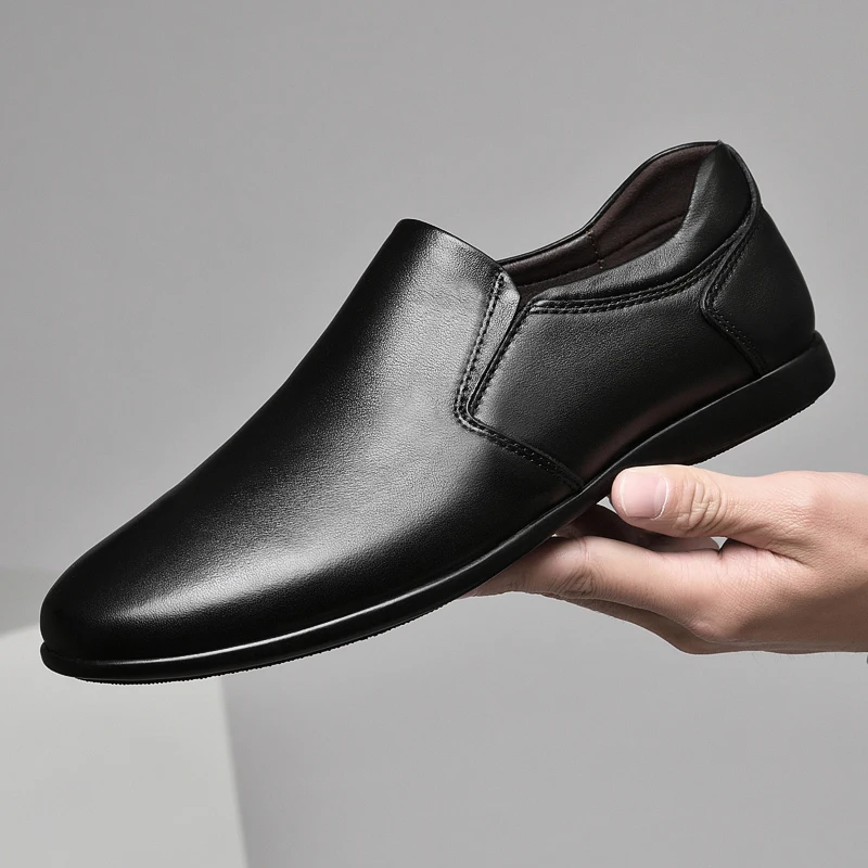 

Summer Genuine Leather Men Casual Shoes Business Wedding Dress Mens Loafers Moccasins Breathable Slip on Flats Driving Shoes Men