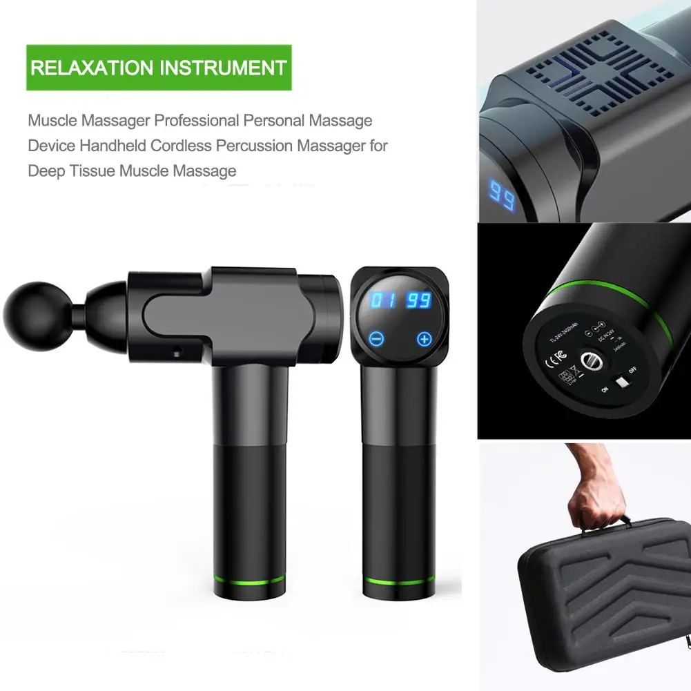 

Electric Muscle Massage Gun With 20 Speeds 6 Massager Heads Hand-held Deep Tissue Muscle Massager