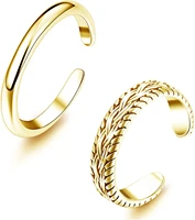 2 pcs stainless steel toe ring for women girls retro vintage design adjustable ring set summer beach jewelry
