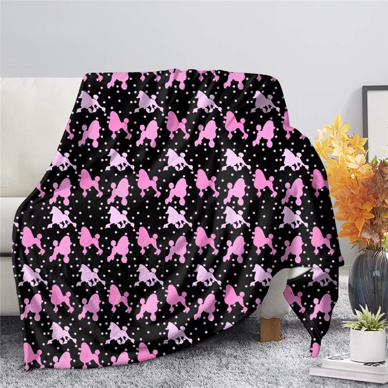 

3D Lovely Poodle Dog Printed Warmth Throw Blanket Super Soft Sherpa Fleece Blankets On Sofa Adults Kids Bedspread