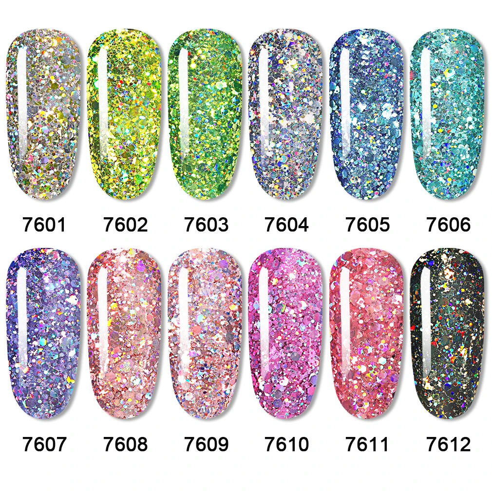 Elite99 10ml Glitter Color Gel Nail Polish Laser Shimmer Varnish Soak Off Enamel Lacquer For Manicure Art | Красота и здоровье