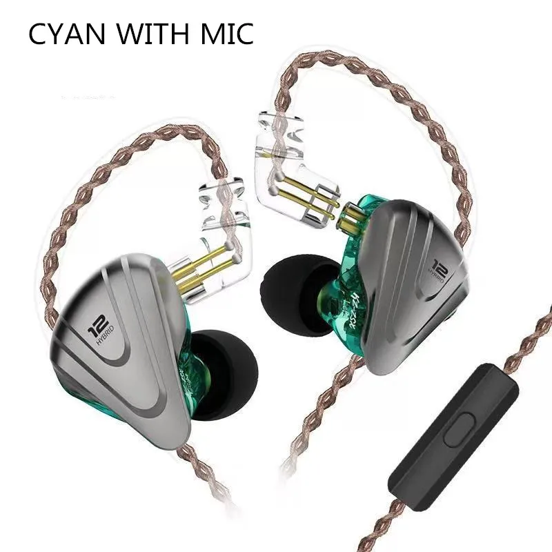 Cyan with mic KZ ZSX 5BA+ 1DD 12 шт гибридные наушники-вкладыши Музыка спорт HIFI металлическая гарнитура ZS10PRO ZSNPRO для Android ZSX C12 AS10 ZST E10 - Цвет: Cyan with mic