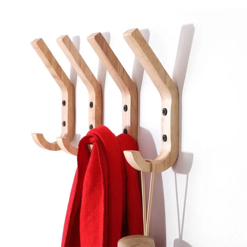 

MH003 Oak Wood Creative Bathroom Hook Rack Wall Mount Multipurpose Hallway G88B