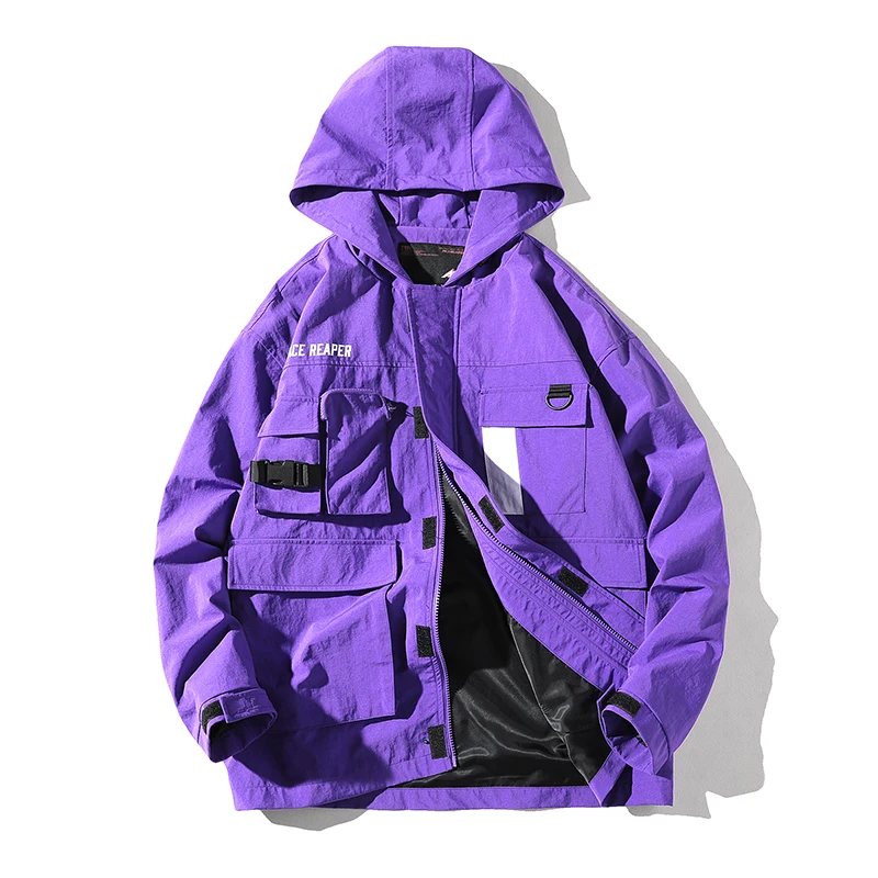 Мужская Осенняя ветровка с капюшоном куртка карманами мужские куртки в стиле хип