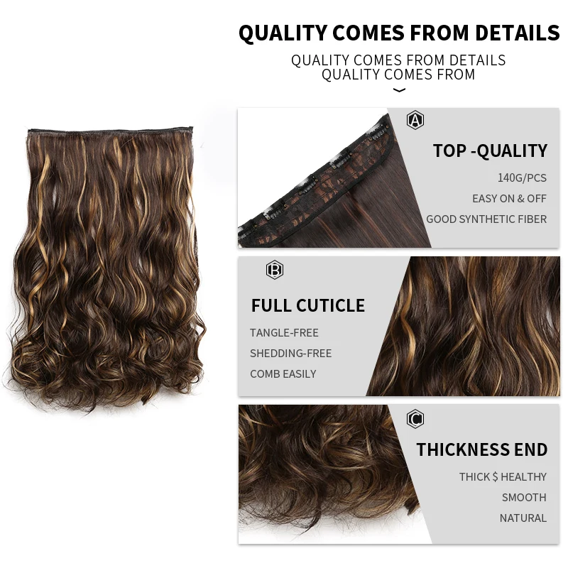 5 клипсов для наращивания волос Омбре поддельные волосы на клипсах в одной части