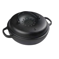 1 set covered iron roaster cast iron baked pot barbecue potato corn pan