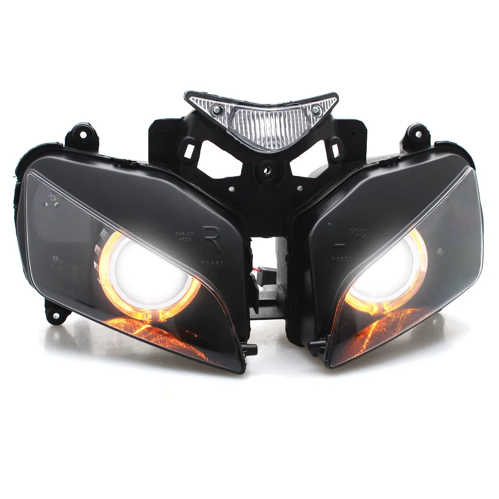 

Модифицированный Собранный ксеноновый проектор для мотоцикла, конверсионная фара, янтарный налобный фонарь «ангельские глазки» для Honda CBR ...