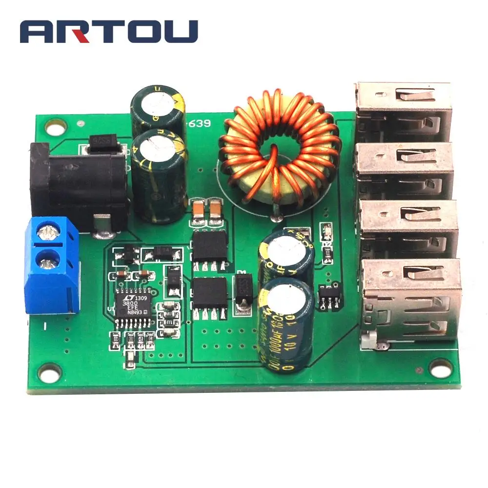 DC 7 в-60 в до 5 В А 4 USB-выхода понижающий преобразователь Плата трансформатор модуль