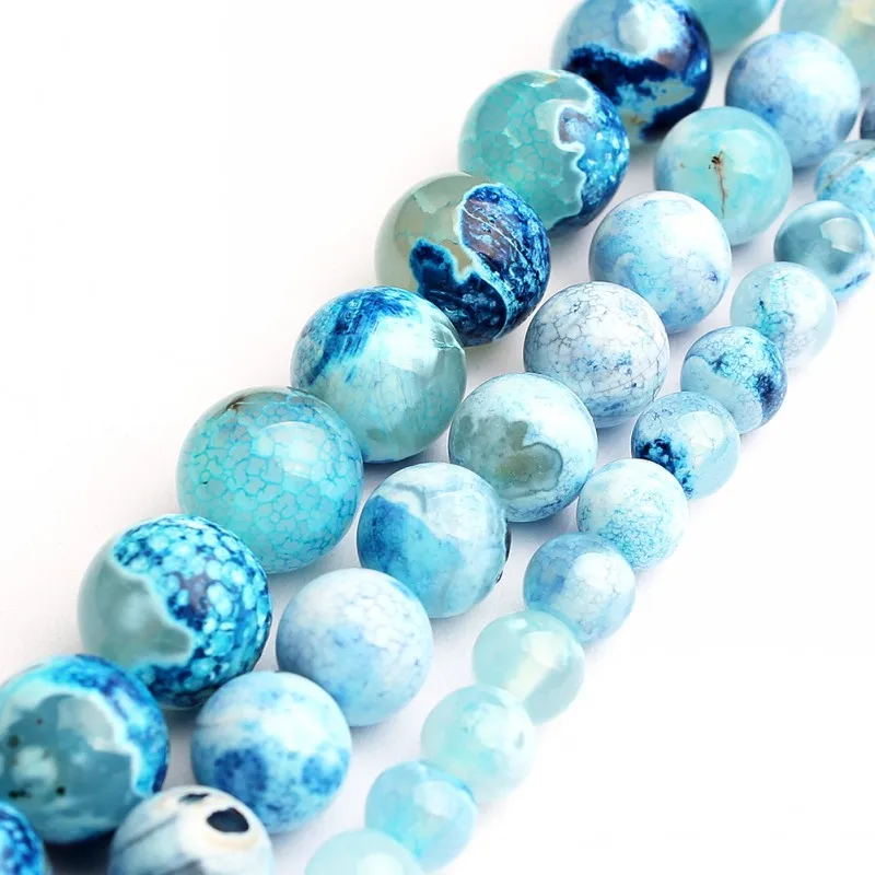 Natural Stone Blue Fire Dragon Veins Agates Loose Beads For Jewelry Making DIY Studs Bracelet Accessories 15