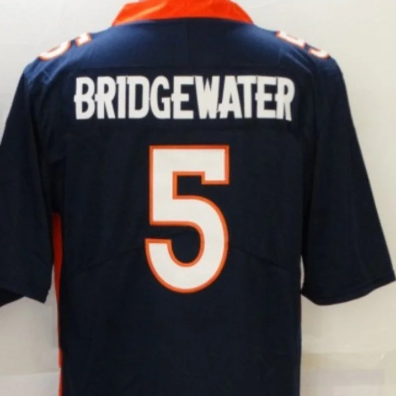 

American Stitch Bridgewater 5 Blue And Orange Embroidery Broncos Football Jersey For Mens S,M,L,XL,XXL,XXXL