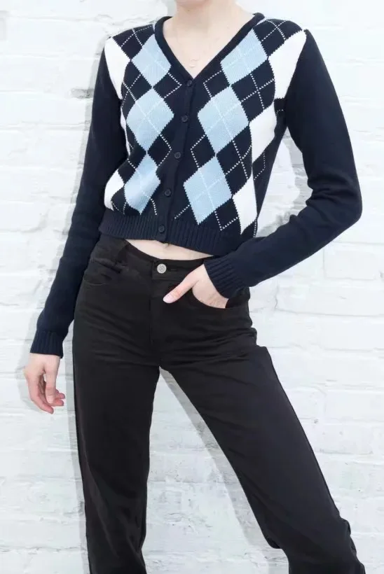 

Transfrontalier manches longues tricots femmes automne brandy melville pull mode 244# mince col en v pull Cardigan