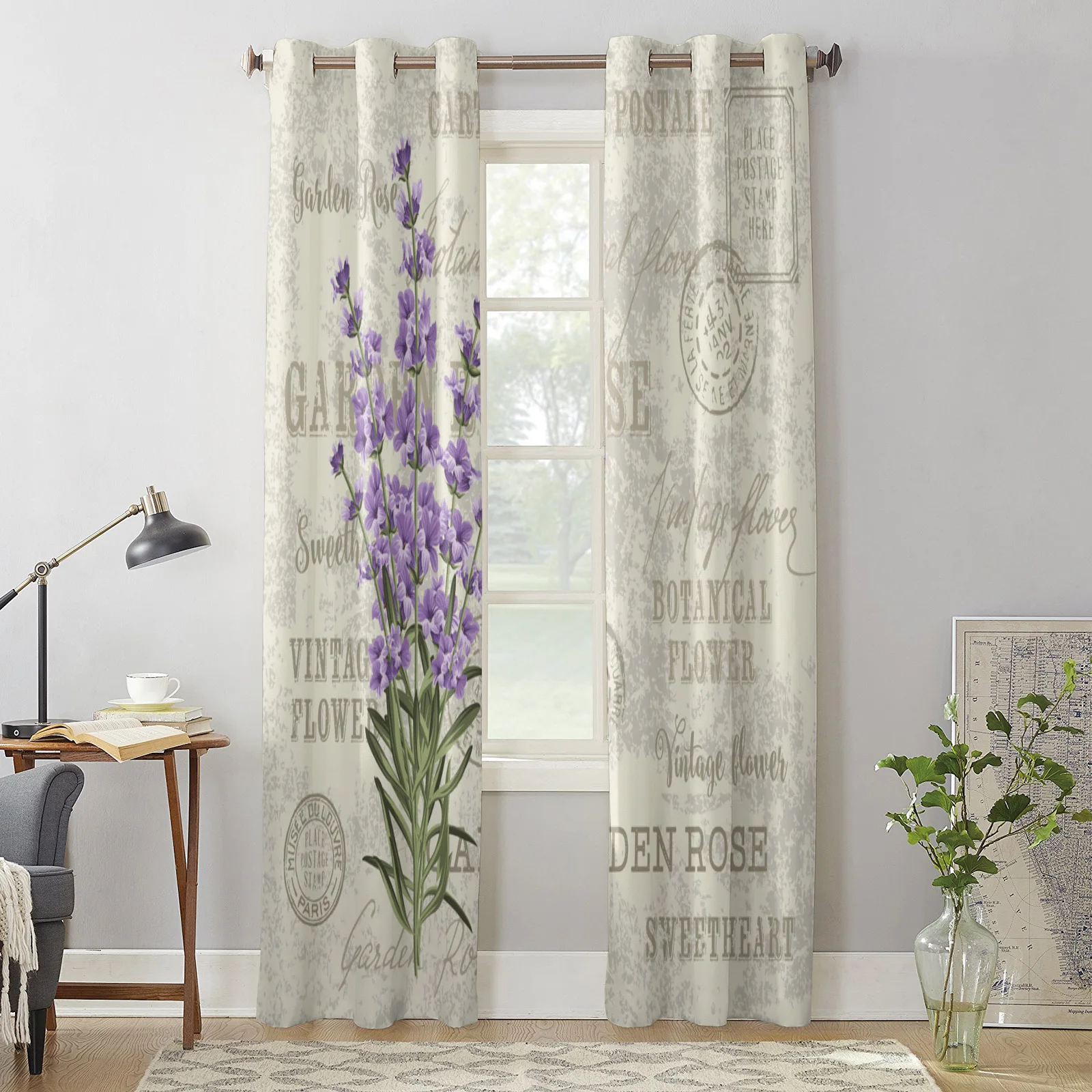 Винтажная занавеска на окна роскошная коляска фиолетового и лавандового цвета