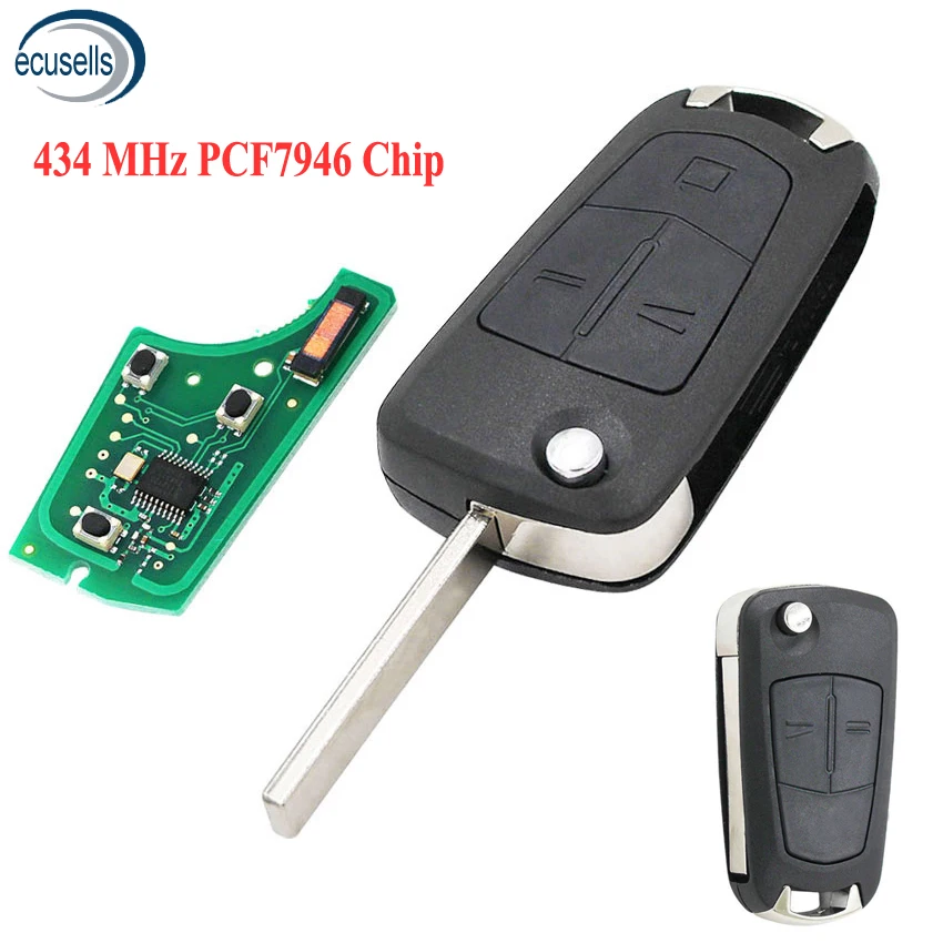 2/3 кнопочный дистанционный ключ брелок 434 МГц для Vauxhall Opel Astra 2004-2009 PCF7946 HU100 blade |