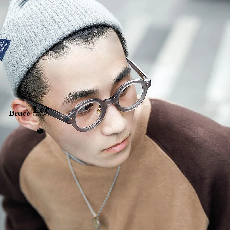 

Brand Acetate Round Glasses Frame Men Myopia Prescription Eyeglasses Frames For Women Tortoise Vintage Retro Optical Eyewear