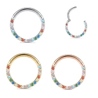 g23 titanium 8 12mm 16g zircon stone hight segment rings open small septum piercing nose earrings fashion body piercing jewelry