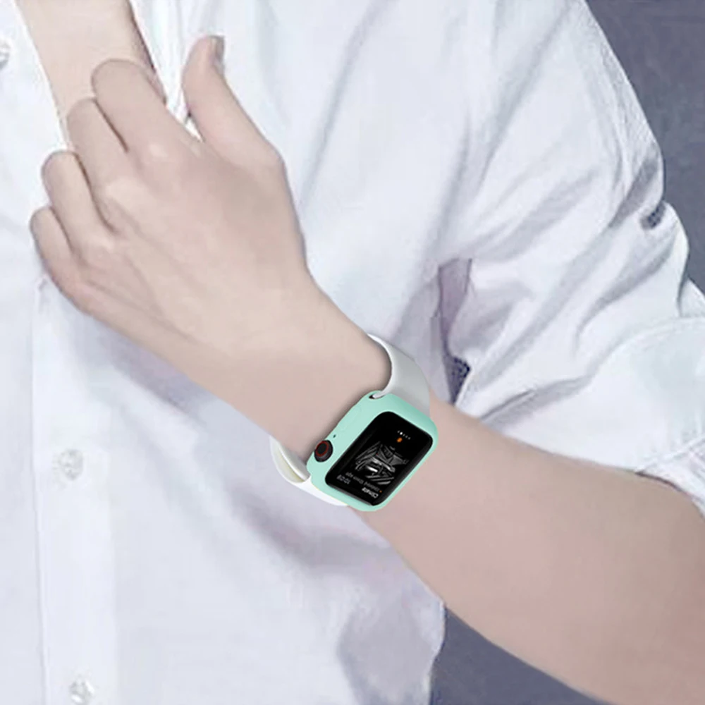 Чехол для Apple Watch series 6 SE 5 4 44 мм 40 силиконовый чехол iwatch 3 2 1 42 38 ударопрочный