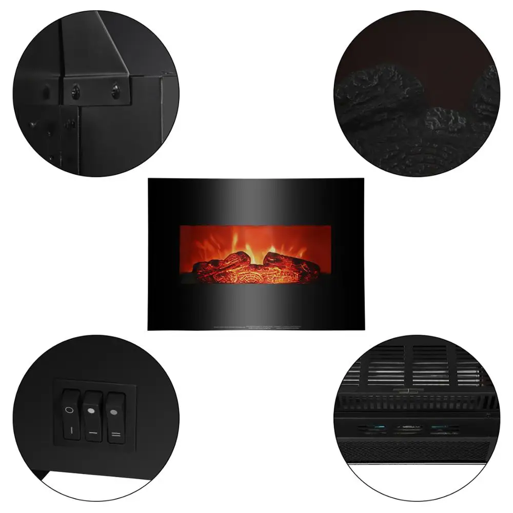 

ZOKOP SF301-26A 26 inch 1400w Wall-mounted Fireplace Fake Wood / Single Color / Heating Wire / Mechanical / Black