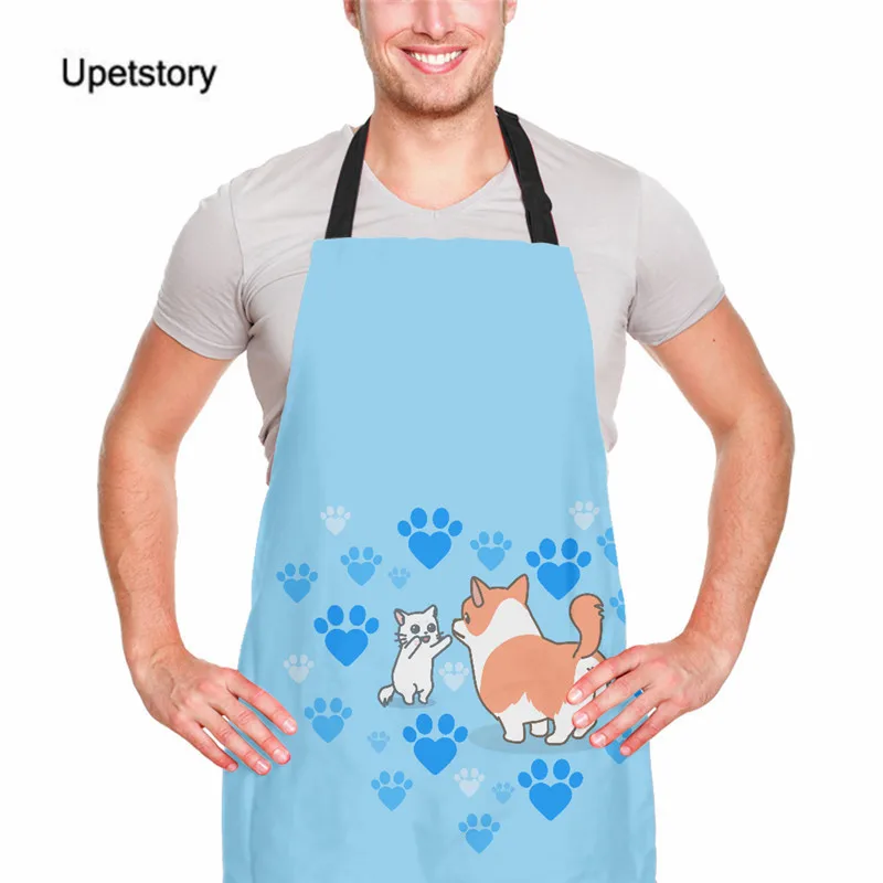 

Upetstory Cute Puppy Printed Kitchen Sleeveless Apron Paw Pattern Chef Cooking Accessories Aprons Couples Pinafore for BBQ