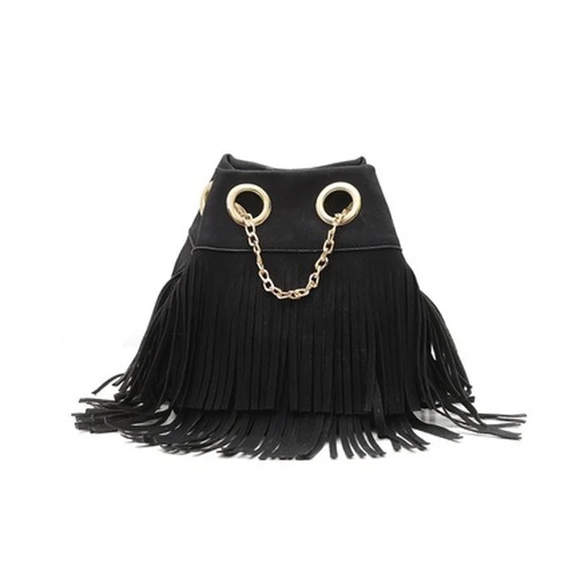 

2021 new shoulder bag classic retro frosted bucket bag simple fashion messenger bag tassel drawstring female bag