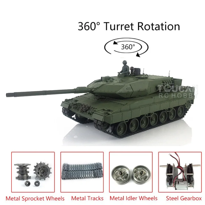 2 4G Heng Long 1/16 TK7.0 обновленный металлический Leopard2A6 RTR RC Танк 3889 Вт/360 ° револьверная