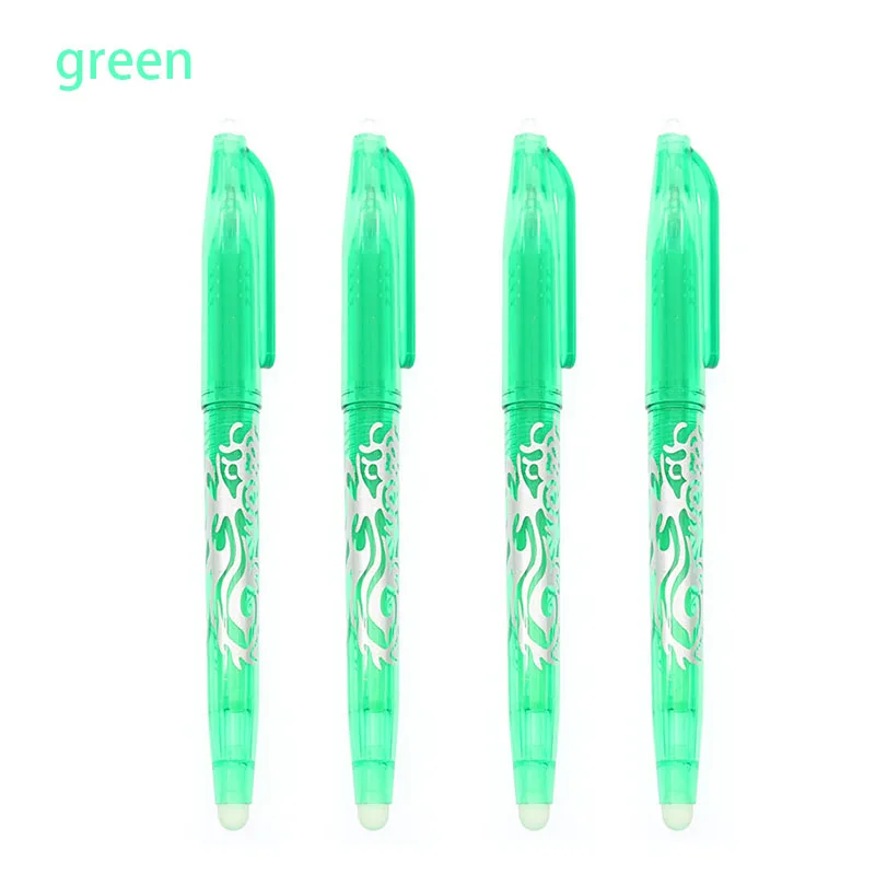 green 4pc 4 шт./компл. Студенческие канцелярские принадлежности 8 стилей Радужная стираемая ручка бестселлер креативный рисунок шариковая ручка гелевая ручка заправка подарочный набор - Цвет: green 4pc