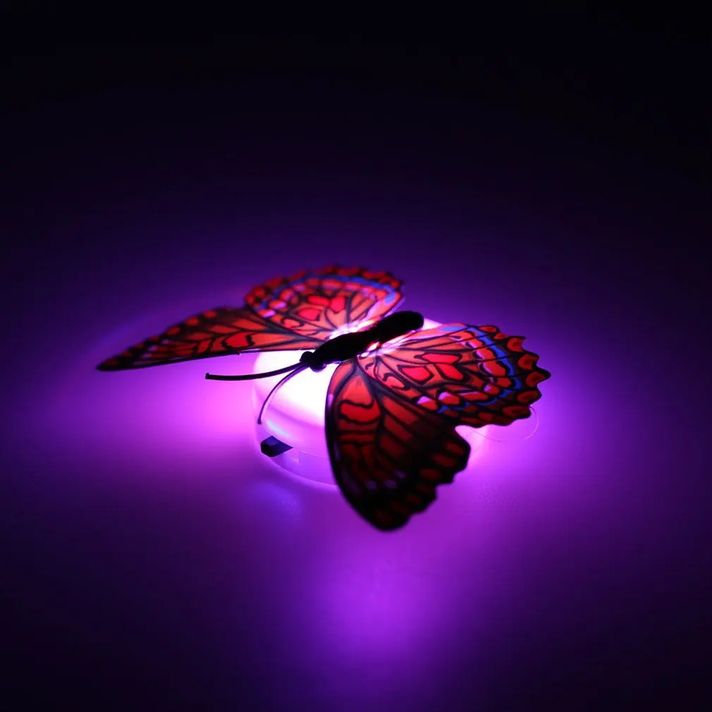 Colorful Changing Butterfly Led Night Light Lamp Home Room Wedding Party Desk Wall Decor With Suction Cup Children Gifts | Дом и сад
