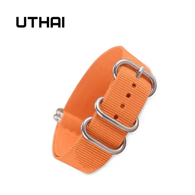 Ремешок UTHAI Z23 нейлоновый для наручных часов сменный Радужный полосатый браслет
