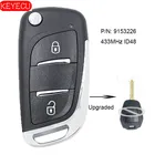 Обновленный флип-ключ KEYECU, 5 шт.лот, 2 кнопки, 433 МГц, ID48, для Vauxhall OmegaVectraFronteraIsuzu PN: 9153226