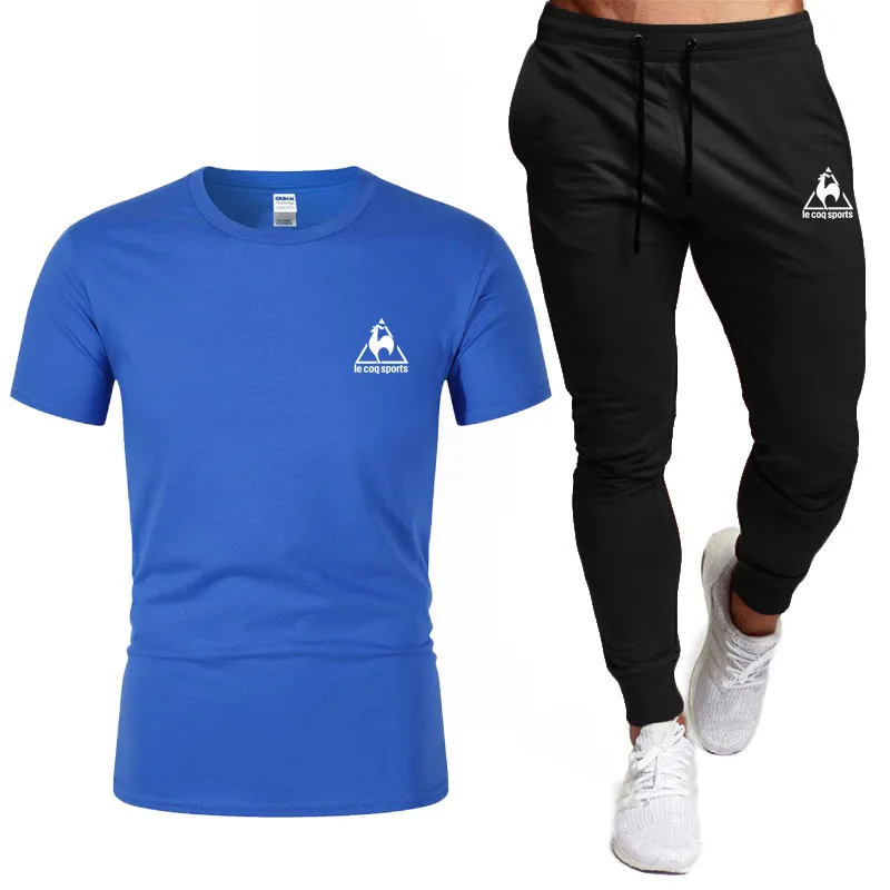 Мужской спортивный костюм из двух предметов Повседневная футболка и брюки с
