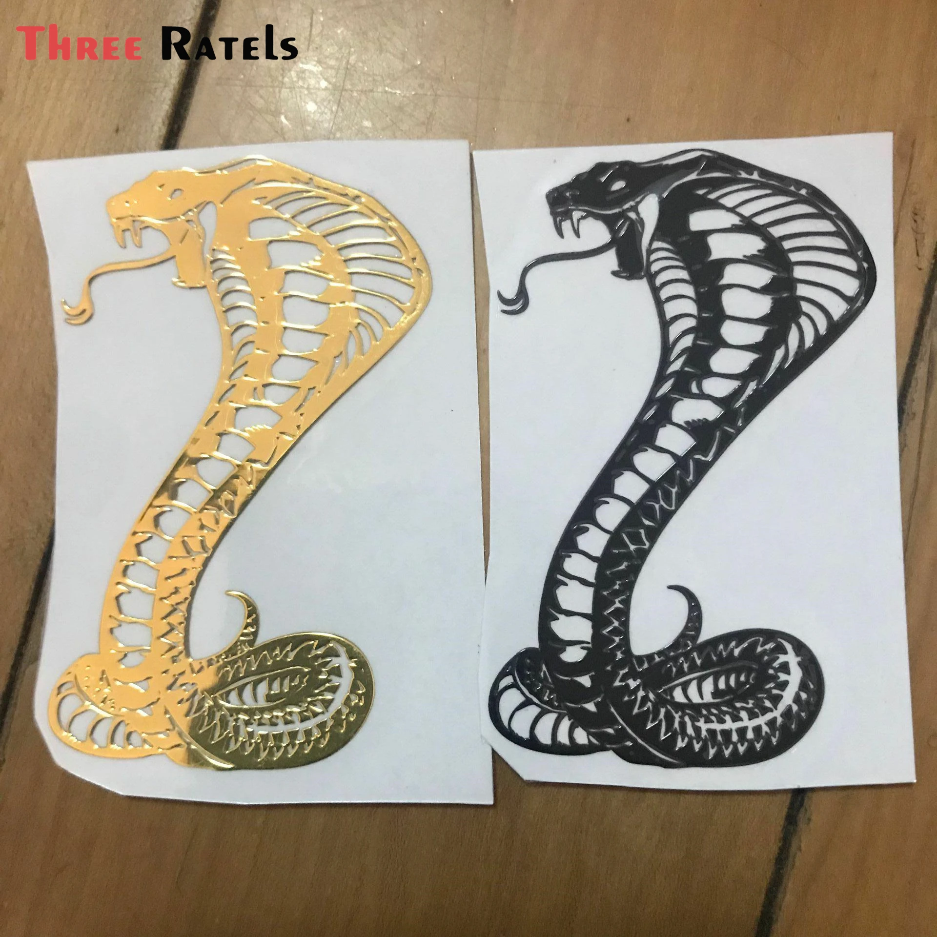 

Three Ratel cool MT-66 44X70mm snake cobra 3D metal sticker Stickers for Laptop Skateboard Home Decoration Car Scooter Decal