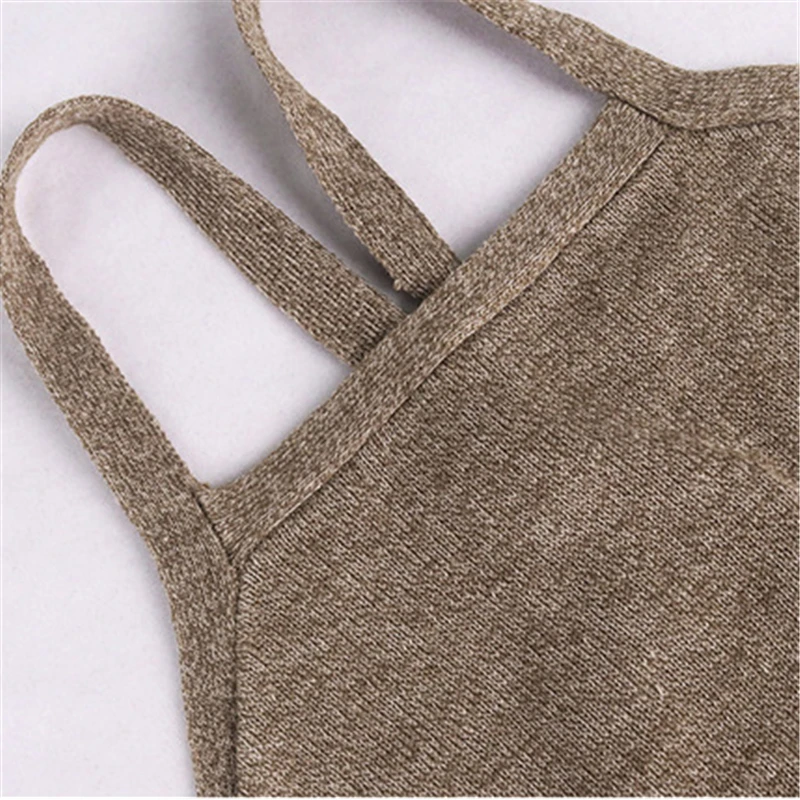 

Y2K Summer 2021 Brown Sleeveless Bandage Halter Crop Vest Tops For Women Backless Club Party Chic Wrap Tank Top Slim Streetwear