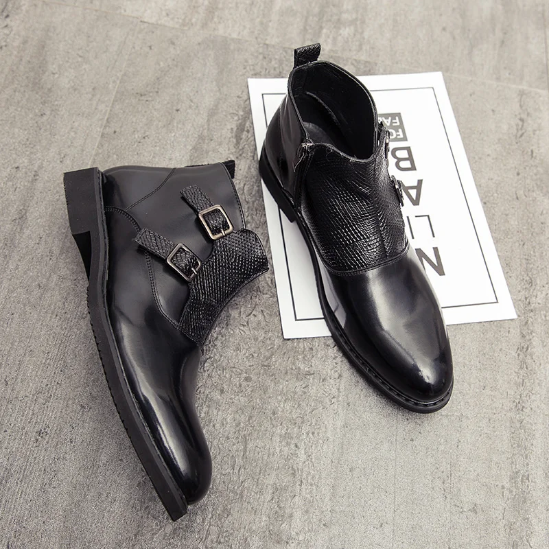 

New high top leather shoes men's British boots